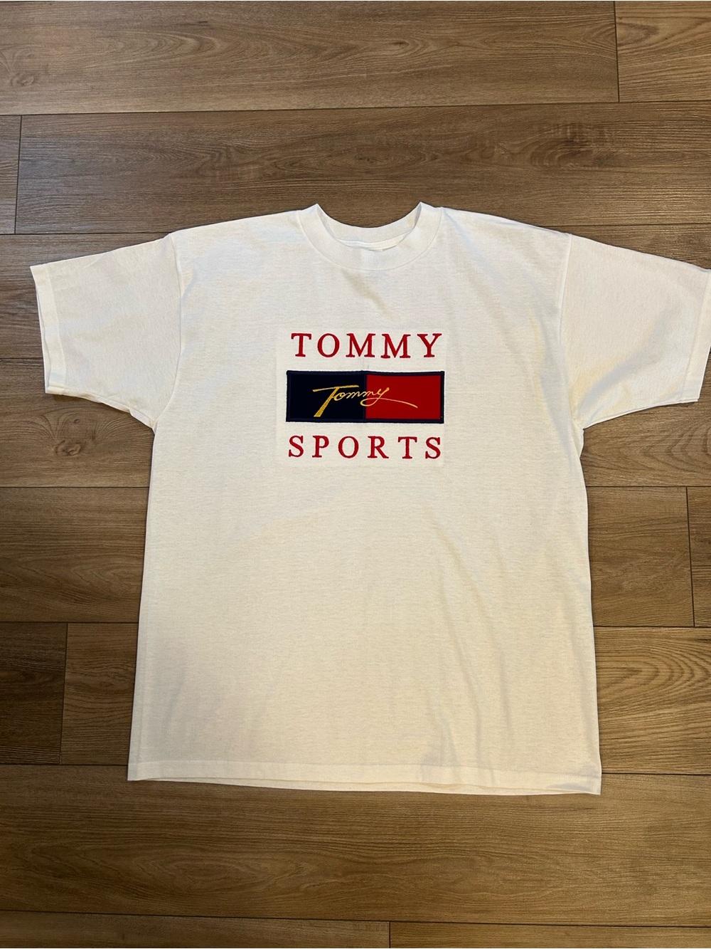 Vintage Tommy Sports Embroidered Logo T-Shirt Men’s XL White 90s Y2K